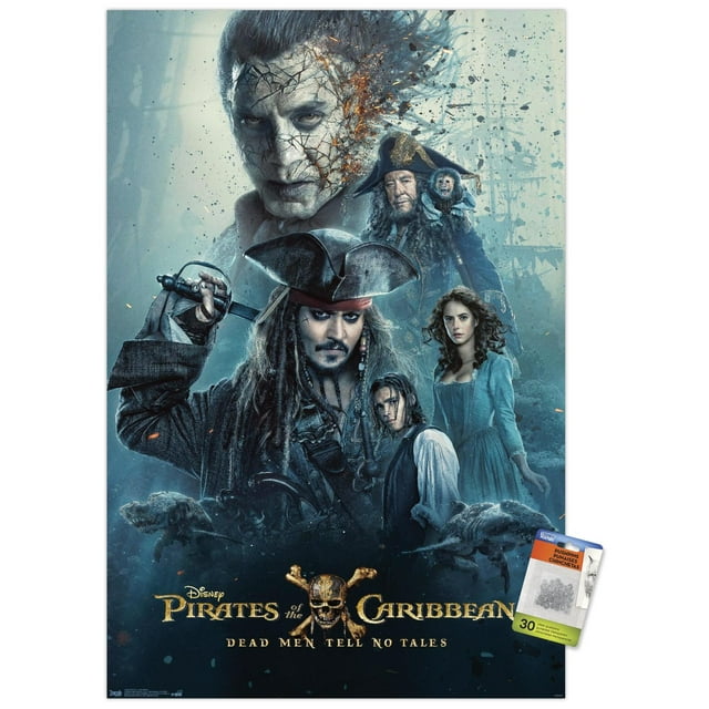 Disney Pirates of the Caribbean: Dead Men Tell No Tales - One Sheet Wall Poster with Push Pins, 22.375" x 34"