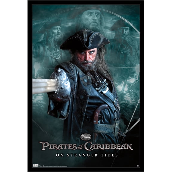Disney Pirates of the Caribbean: On Stranger Tides - Black Beard Wall Poster, 22.375" x 34", Framed