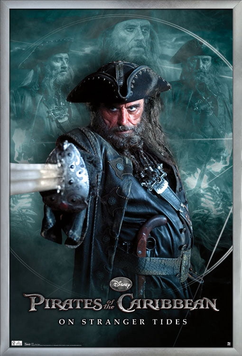 Disney Pirates of the Caribbean: On Stranger Tides - Black Beard Wall Poster, 22.375" x 34", Framed