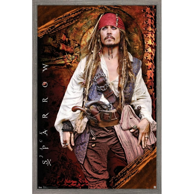 Disney Pirates of the Caribbean: On Stranger Tides - Johnny Depp Wall Poster, 22.375" x 34", Framed