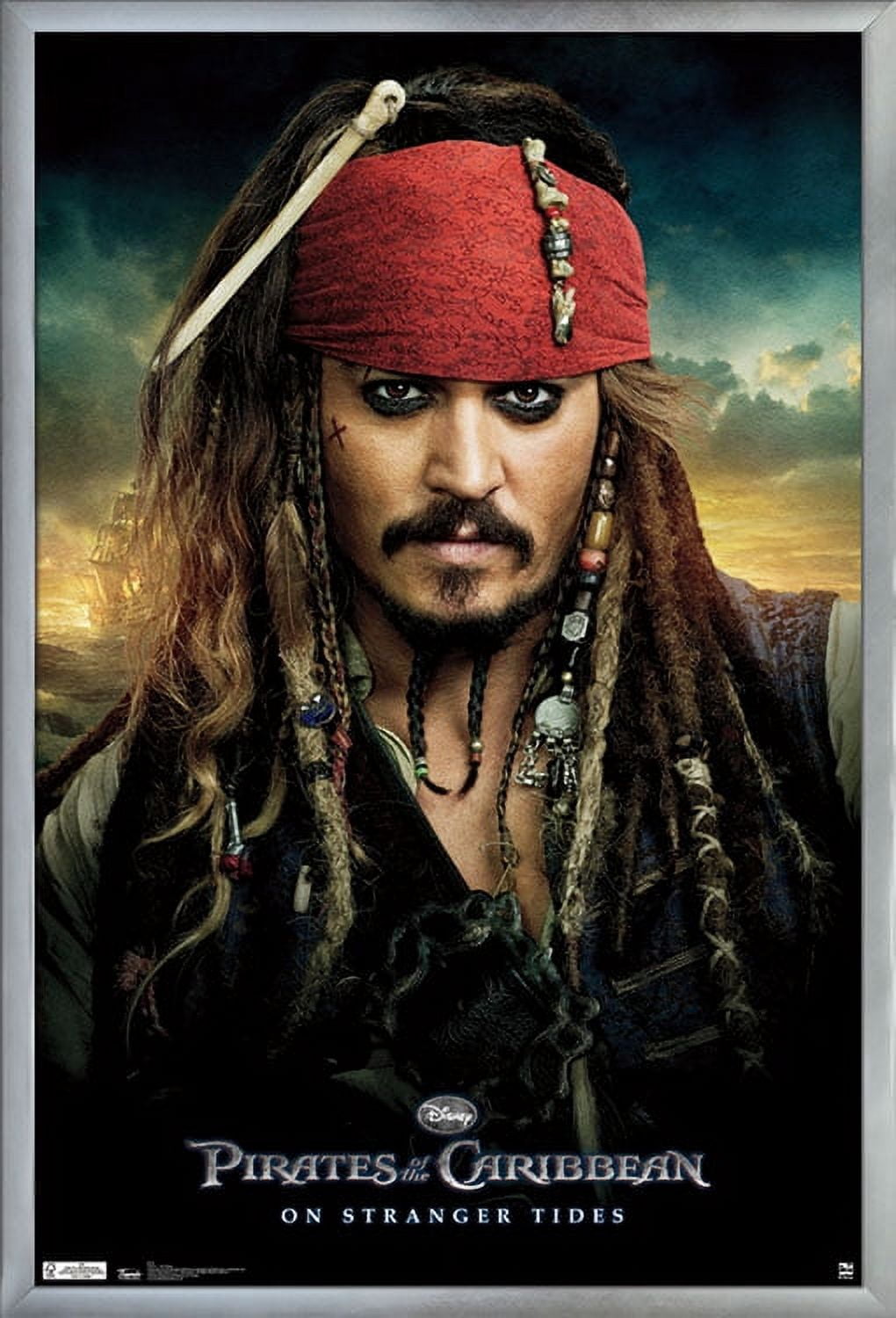 Disney Pirates of the Caribbean: On Stranger Tides - One Sheet Wall Poster, 22.375" x 34", Framed