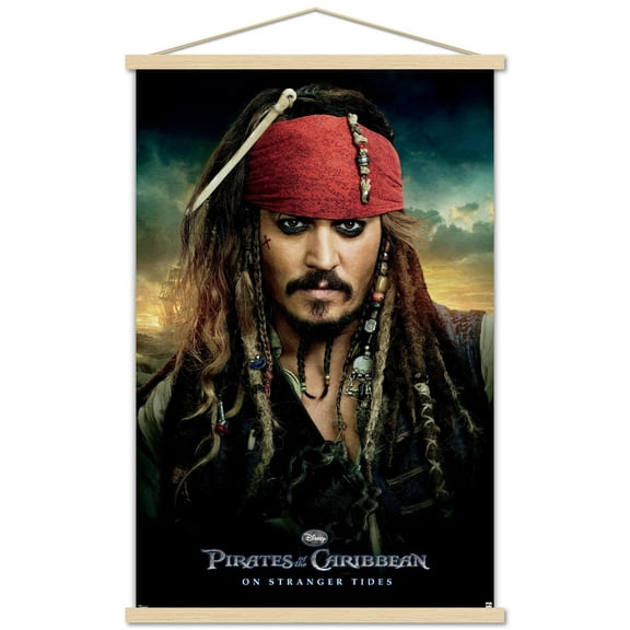 Disney Pirates of the Caribbean: On Stranger Tides - One Sheet Wall Poster with Wooden Magnetic Frame, 22.375" x 34"