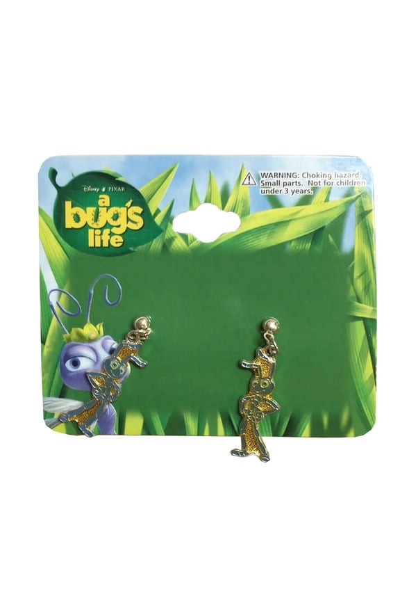 /Pixar 1990s New Old Stock A Bug's Life Character Earrings, Flik