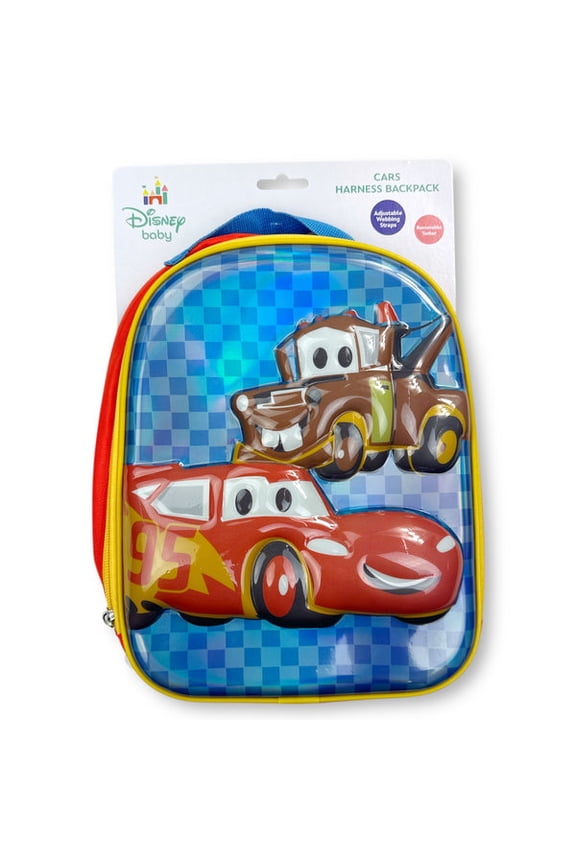 Disney Pixar 3D Mold Polyester Mini Backpack with Harness, Removable Tether, Red