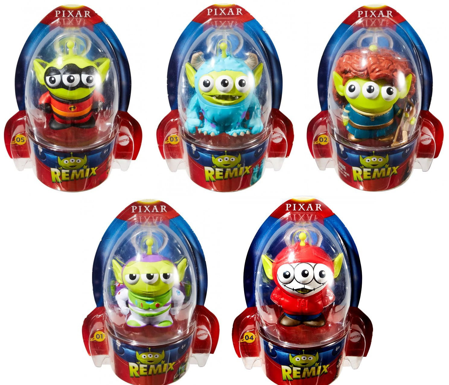 Disney / Pixar Alien Remix Series 1 Mr. Incredible, Merida, Sulley, Buzz  Lightyear & Miguel Set of 5 Figures