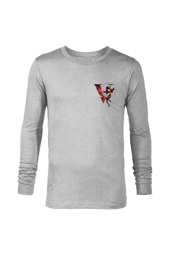 Disney & Pixar Alphabet Monogram Incredibles Letter V Violet - Long Sleeve T-Shirt for Men - Customized-Athletic Heather
