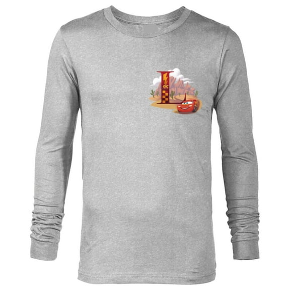 Disney & Pixar Alphabet Monogram Letter L Lightning McQueen - Long Sleeve T-Shirt for Men - Customized-Athletic Heather