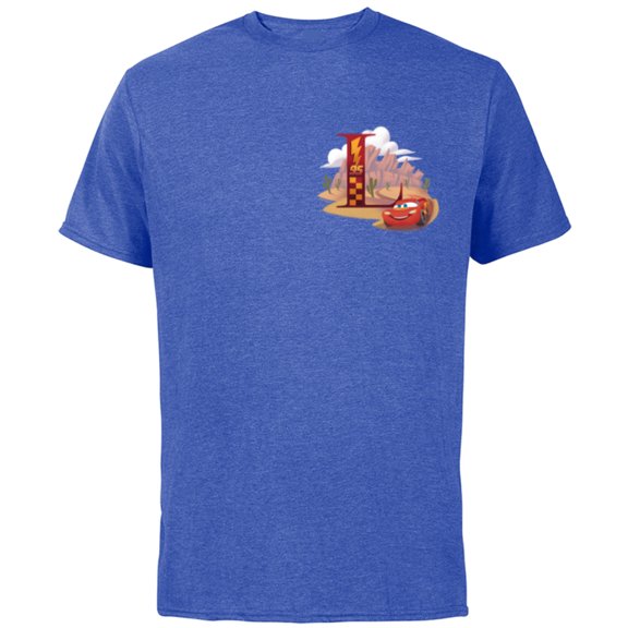 Disney & Pixar Alphabet Monogram Letter L Lightning McQueen - Short Sleeve Cotton T-Shirt for Adults - Customized-Royal Heather