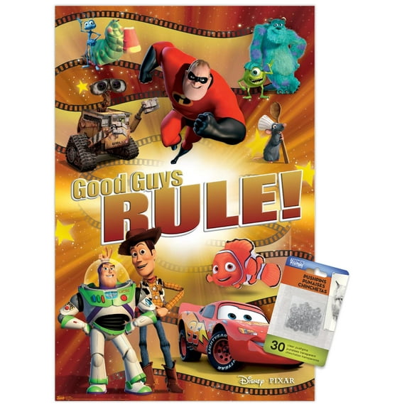 Disney Pixar - Best of Pixar - Good Guys Rule! Wall Poster with Push Pins, 14.725" x 22.375"