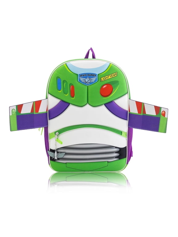 Disney Pixar Buzz Lightyear Backpack, 17" with Foam Wing Appliques