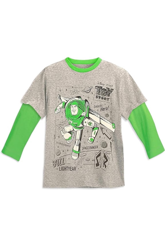 Pixar Buzz Lightyear Layered Long Sleeve T-Shirt for Boys Toy Story Size 7/8