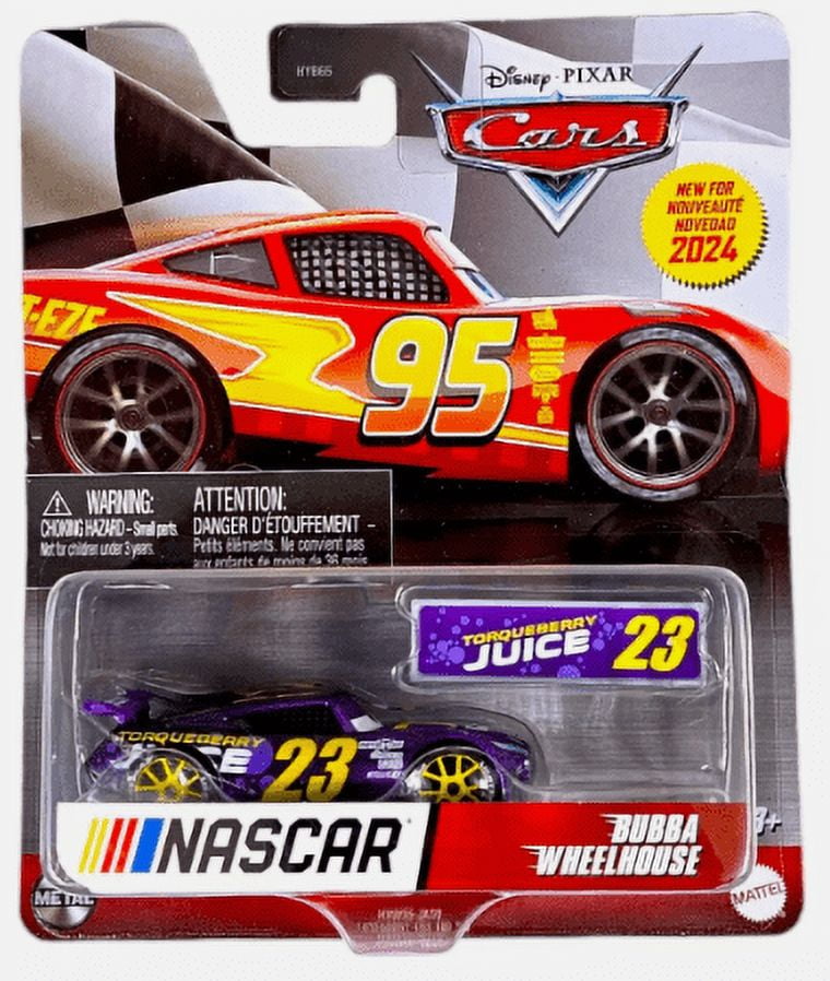 Disney Pixar CARS 2024 NASCAR BUBBA WHEELHOUSE 23 Torqueberry Juice Diecast 1 55 Scale