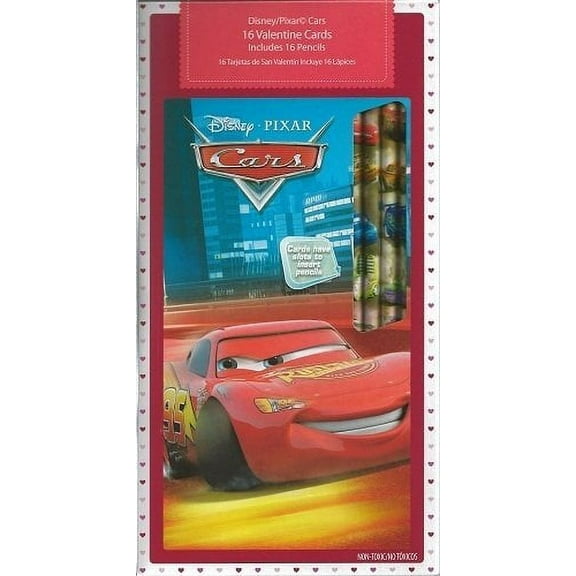 Disney Pixar Cars 16- Valentine Cards Includes 16 Pencils 4 Different Designs