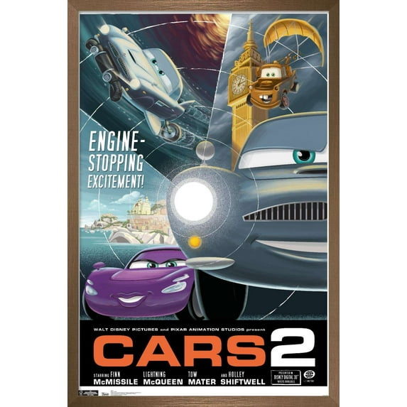 Disney Pixar Cars 2 - Classic Wall Poster, 14.725" x 22.375", Framed