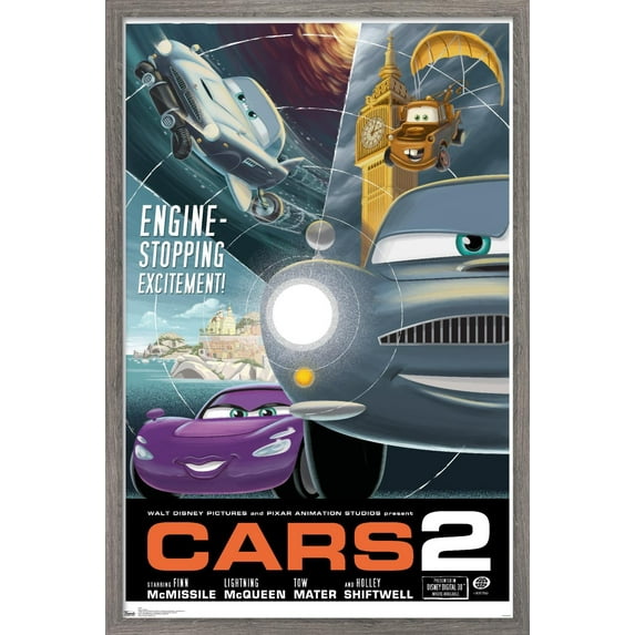 Disney Pixar Cars 2 - Classic Wall Poster, 22.375" x 34", Framed