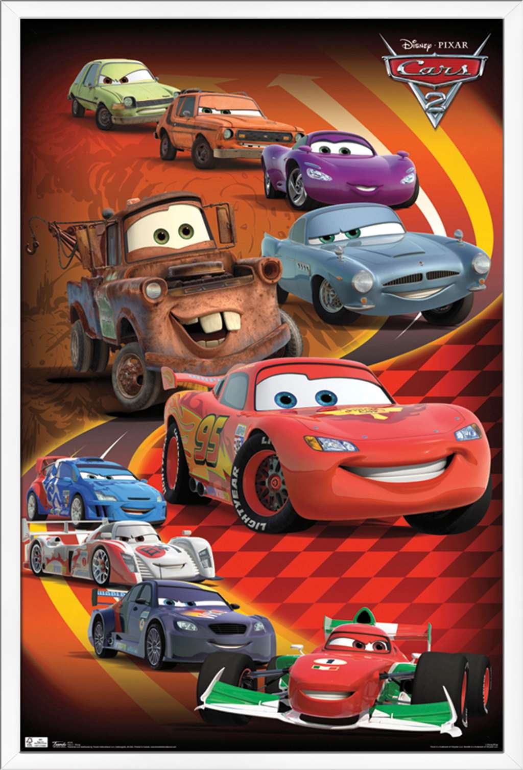 Disney Pixar Cars 2 - Group Wall Poster, 22.375 x 34, Framed 