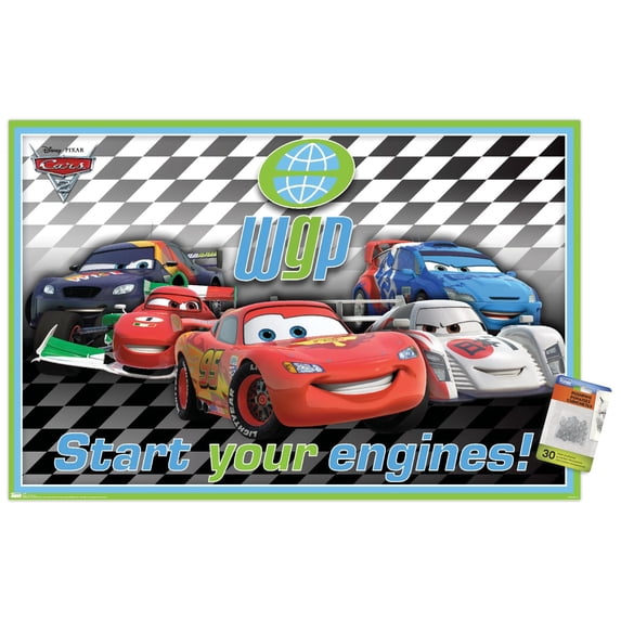 Disney Pixar Cars 2 - International Racers Wall Poster with Push Pins, 22.375" x 34"