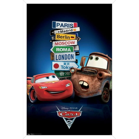 Disney Pixar Cars 2 - One Sheet Wall Poster, 14.725" x 22.375", Framed