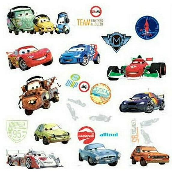 Disney Pixar Cars 2 Peel & Stick Wall Decals Mcqueen, Mater Kids Room Cars Removable Wall Stickers