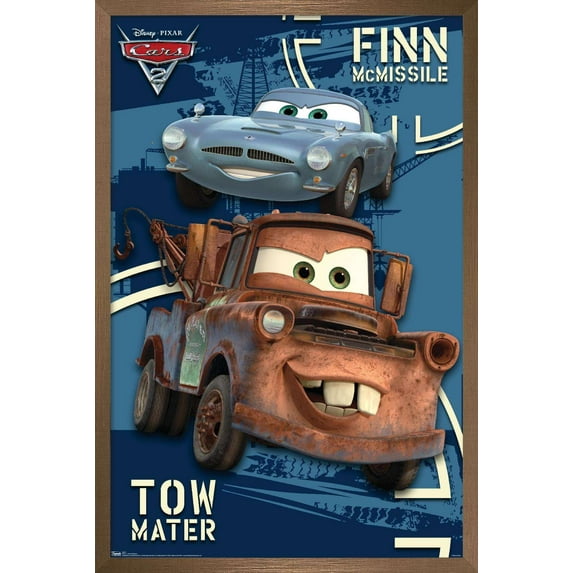 Disney Pixar Cars 2 - Secret Mission Wall Poster, 14.725" x 22.375", Framed
