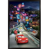 Disney Pixar Cars 2 - Triptych 1 Wall Poster, 14.725" x 22.375", Framed
