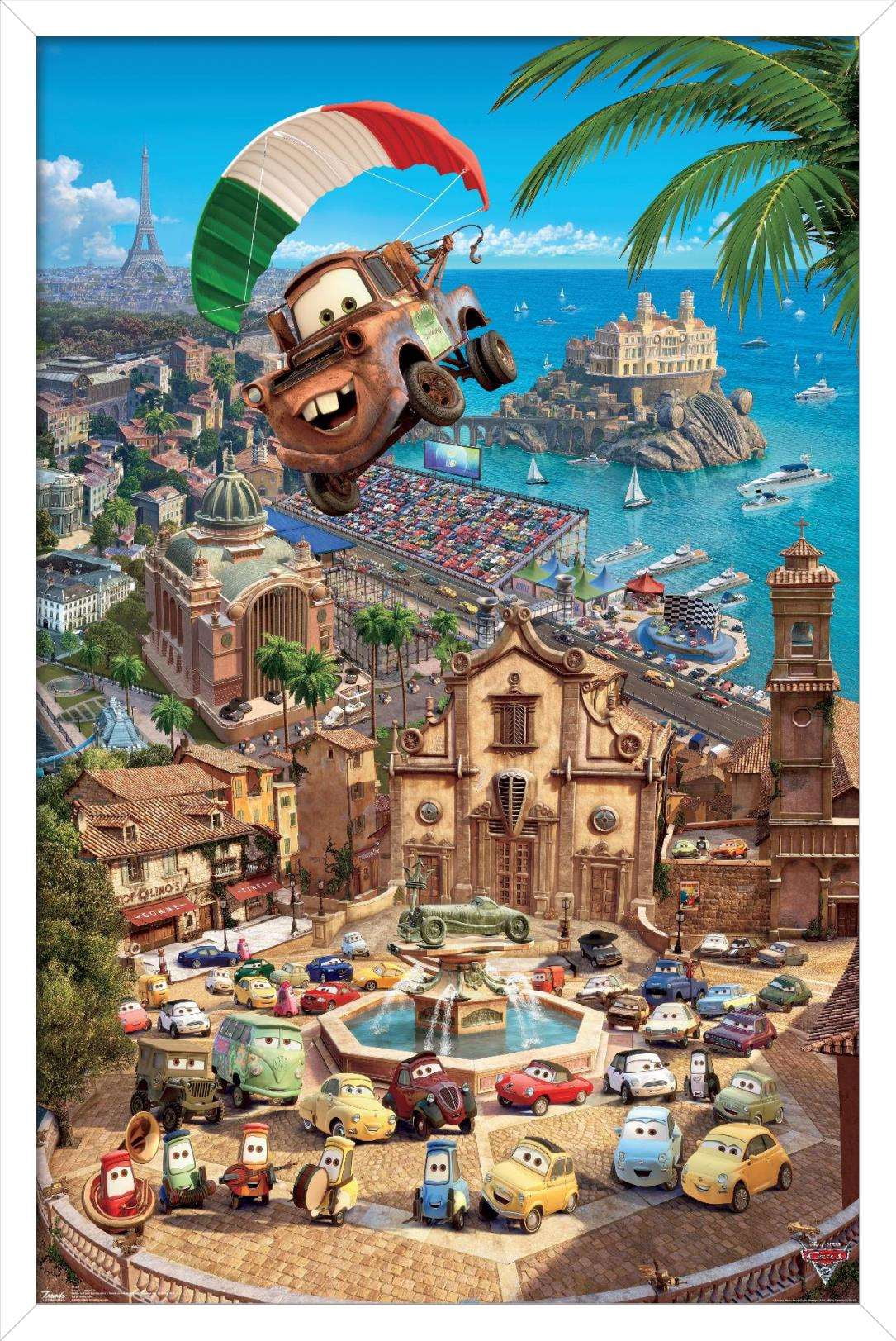 Disney Pixar Cars 2 - Triptych 3 Wall Poster, 14.725" x 22.375", Framed