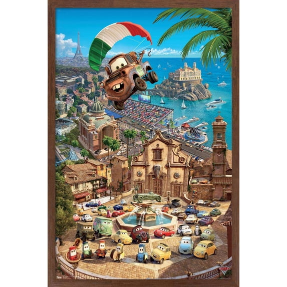 Disney Pixar Cars 2 - Triptych 3 Wall Poster, 14.725" x 22.375", Framed