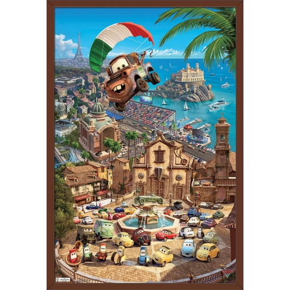 Disney Pixar Cars 2 - Triptych 3 Wall Poster, 22.375" x 34", Framed