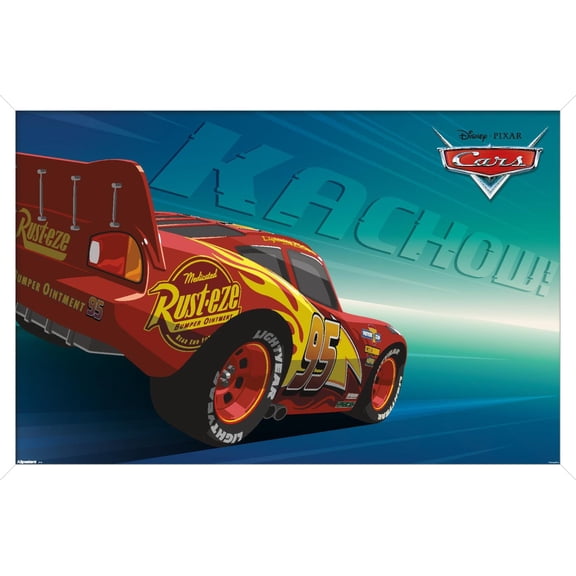 Disney Pixar Cars (2006) - Kachow! Lightning McQueen Wall Poster, 14.725" x 22.375" Framed