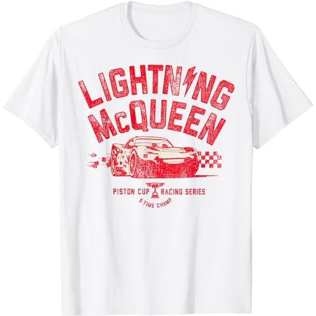 Disney Pixar Cars 3 Lightning McQueen Racing Vintage Badge TShirt