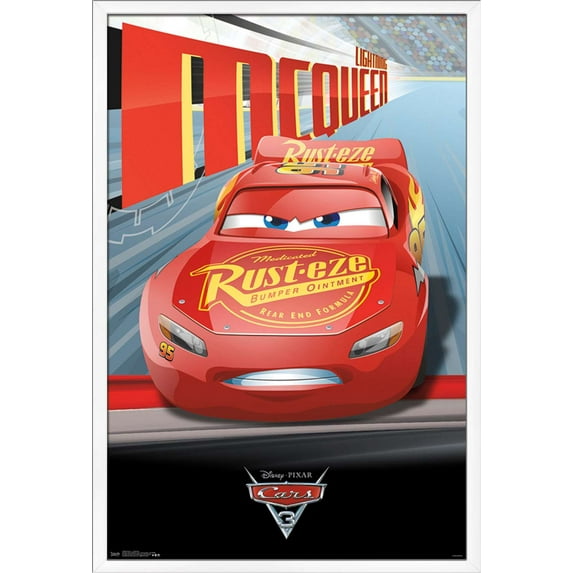 Disney Pixar Cars 3 - Lightning Wall Poster, 22.375" x 34", Framed