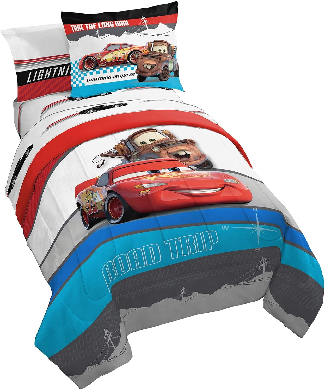 Disney Pixar Cars 7 Piece Full Bed Set with Racing Machine Comforter ...