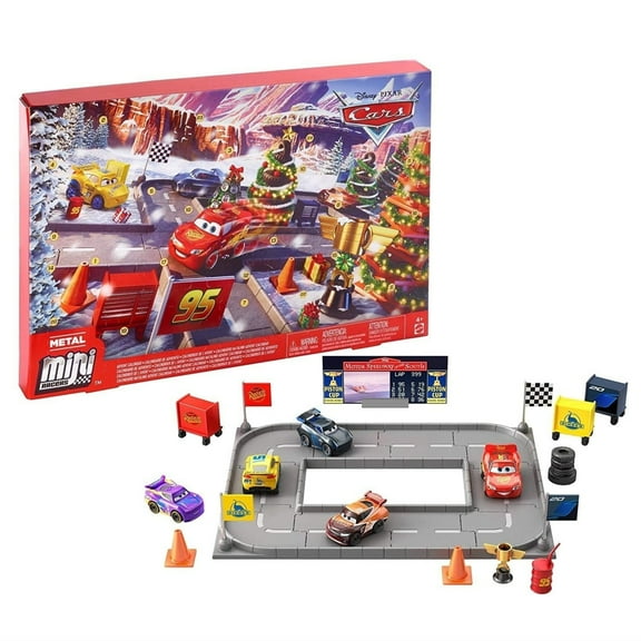 Disney Pixar Cars Advent Calendar XMAS 5 Mini Vehicles Playset Mattel