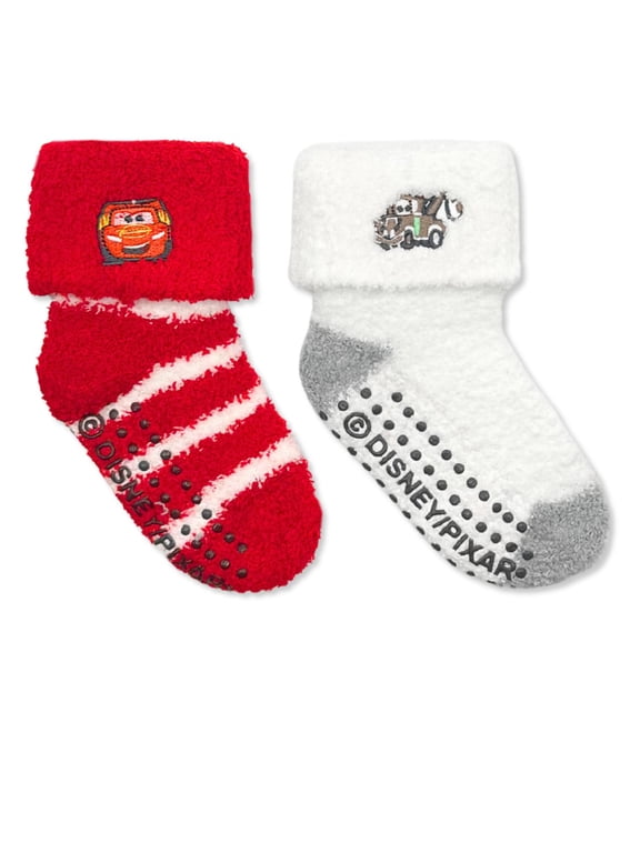 Baby and Toddler Boy Cozy Turn-Cuff Mid-Crew Socks, 2-Pack, Sizes 12M-3T