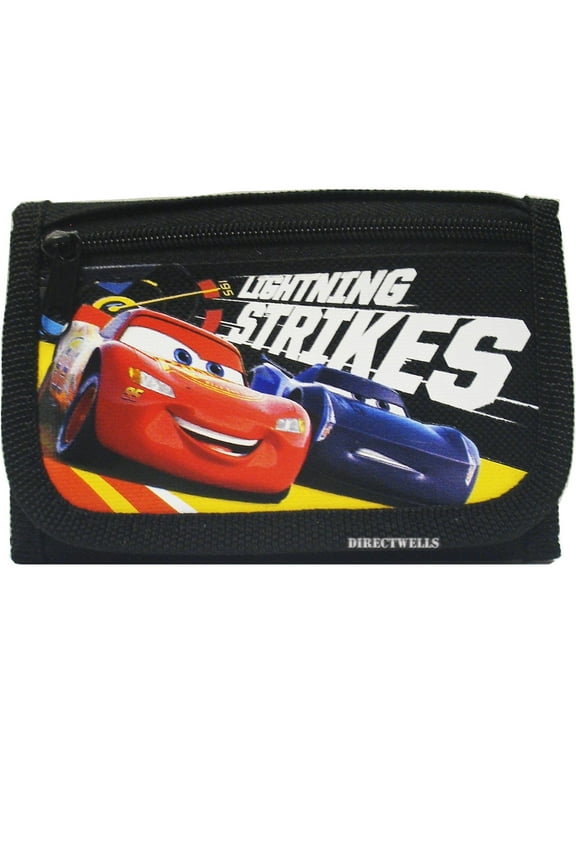 Disney Pixar Cars Blazing New Trails Lightning McQueen Trifold Wallet (Black)