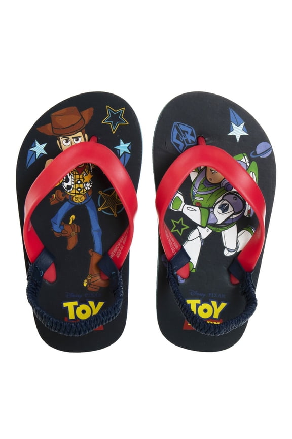 Pixar Cars Boys Toddler Flip Flops with Back Strap, Navy, 5-6