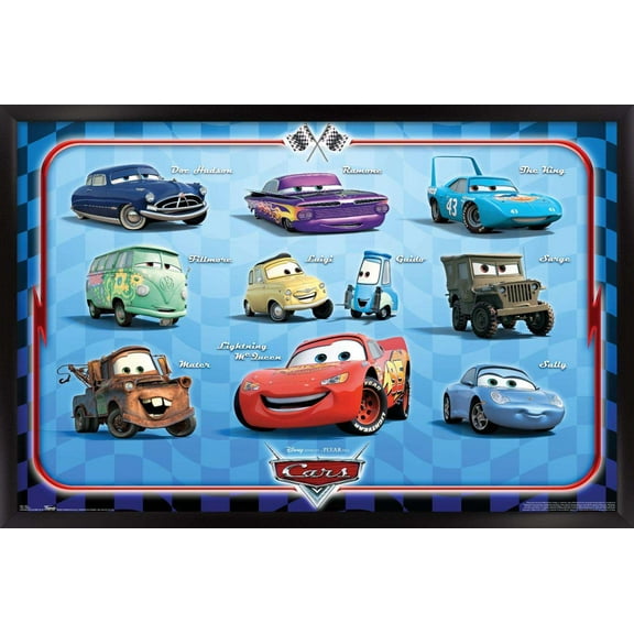Disney Pixar Cars - Group Wall Poster, 14.725" x 22.375", Framed