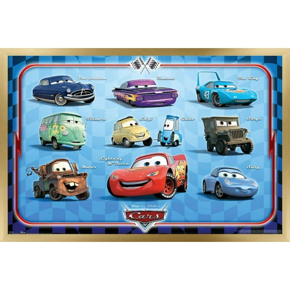 Disney Pixar Cars - Group Wall Poster, 14.725" x 22.375", Framed
