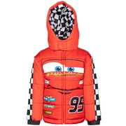 Disney Cars Toddler Boys' Hooded Zip-Up Puffer Coat Red Lightning McQueen