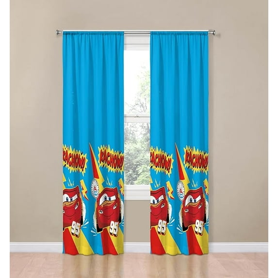 Disney Pixar Cars Kachow 2 Panels Drapes Set - 63 Inch Long - Boys Room Décor