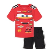 DISNEY PIXAR CARS Disney Cars Lightning McQueen T-Shirt and Mesh Shorts Outfit Set Toddler to Little Kid