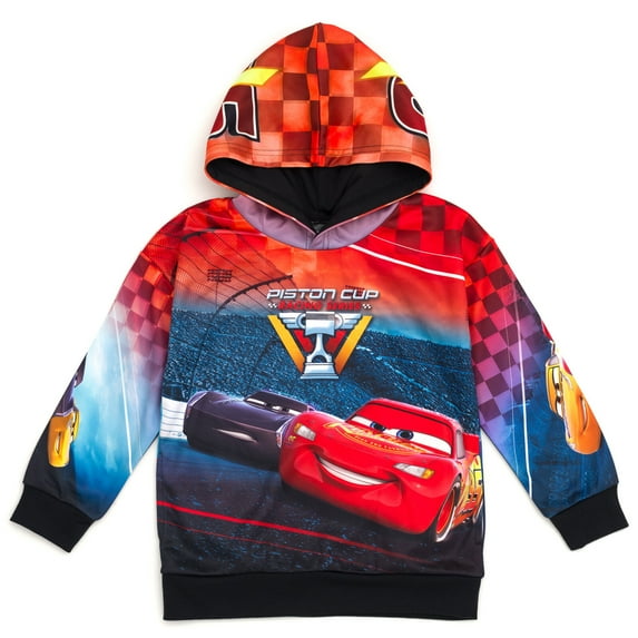 Disney Pixar Cars Lightning McQueen Big Boys Fleece Pullover Hoodie Red 10-12