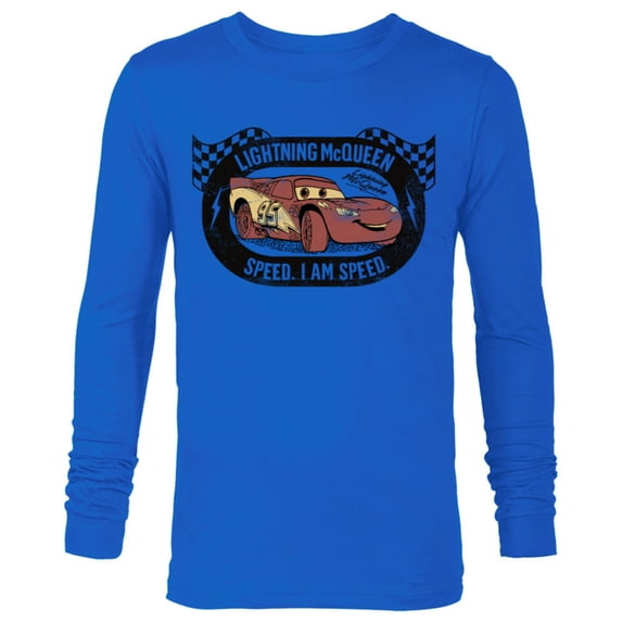 Disney Pixar Cars Lightning McQueen I am Speed T-Shirt - Long Sleeve T-Shirt for Men - Customized-Royal