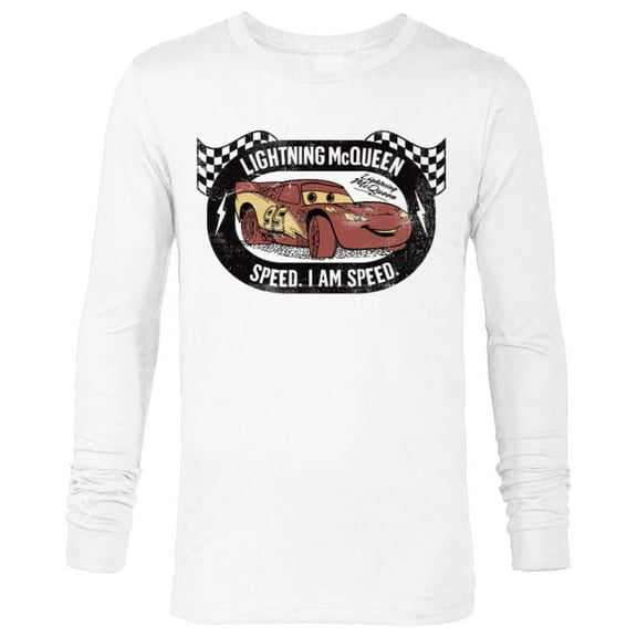 Disney Pixar Cars Lightning McQueen I am Speed T-Shirt - Long Sleeve T-Shirt for Men - Customized-White