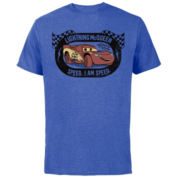 Disney Pixar Cars Lightning McQueen I am Speed T-Shirt - Short Sleeve Cotton T-Shirt for Adults - Customized-Royal Heather