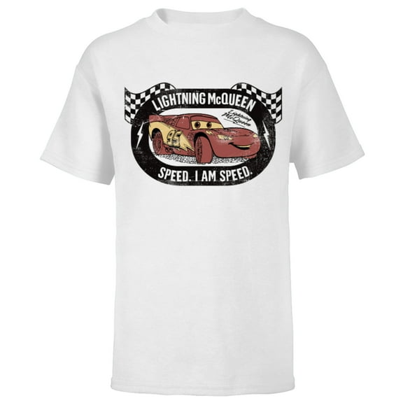 Disney Pixar Cars Lightning McQueen I am Speed T-Shirt - Short Sleeve T-Shirt for Kids - Customized-White