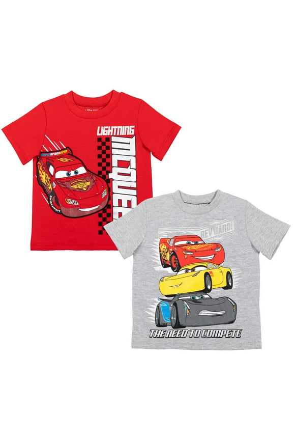 Pixar Cars Lightning McQueen Infant Baby Boys 2 Pack T-Shirts Infant to Big Kid