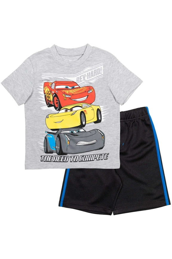 Pixar Cars Lightning McQueen Infant Baby Boys T-Shirt and Shorts Outfit Set Infant to Little Kid