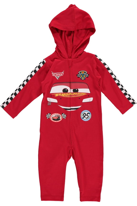 Pixar Cars Lightning McQueen Infant Baby Boys Zip Up Cosplay Coverall Newborn to Little Kid