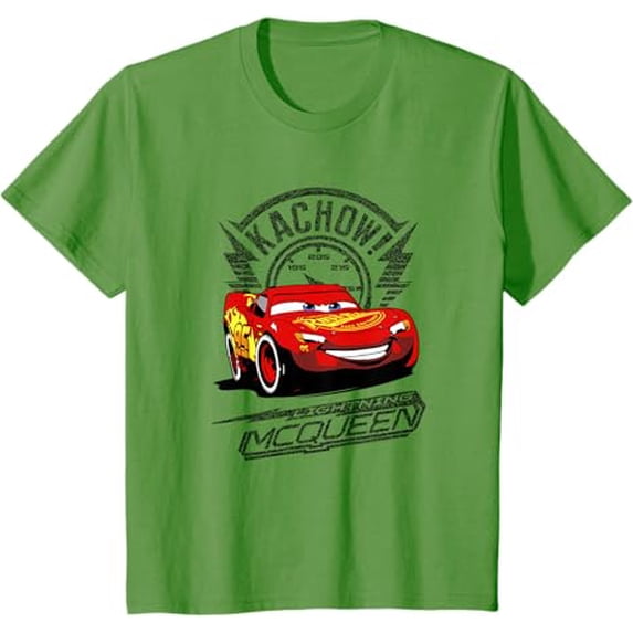 Disney Pixar Cars Lightning McQueen Kachow! Retro Shot Unisex Gildan Youth T-Shirt, Kiwi Color, Size XS
